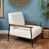Libra Foundry Pale Grey Upholstered Armchair With Wooden Arm And Steel Frame